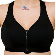 Ladies Sports Bra Zip Front Fastening Non Wired Unpadded Med Hold Uk Plus Size