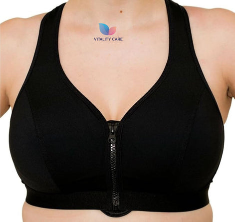Ladies Sports Bra Zip Front Fastening Non Wired Unpadded Med Hold Uk Plus Size