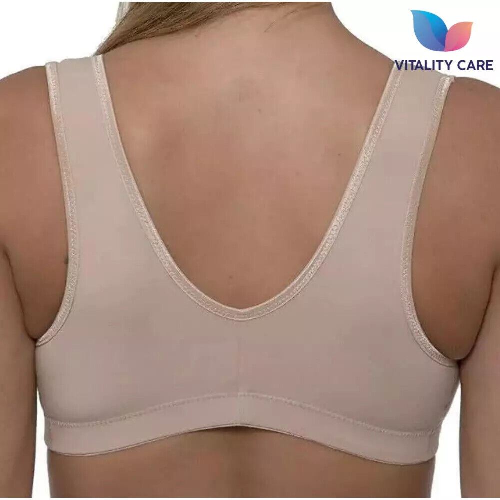 Front Fastening Bra Cotton Rich Ladies Non Wired Non Padded Soft Stretch Uk Size