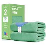 Vitality Care Waterproof Mattress Protector King Size 86x152cm, Washable Incontinence Bed Pad for Adults, Leakproof Absorbent Fabric, Green, 86x152cm Pack