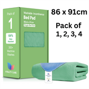 Washable Incontinence Bed Pads, Waterproof Mattress Protector, Water Absorbent Pads, Washable Bed Mats For Incontinence Adults Kids, Elderly, Waterproof Bed Pads 86x91cm Green