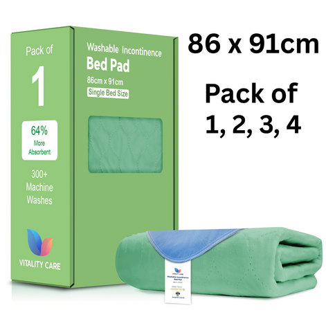 Washable Incontinence Bed Pads, Waterproof Mattress Protector, Water Absorbent Pads, Washable Bed Mats For Incontinence Adults Kids, Elderly, Waterproof Bed Pads 86x91cm Green