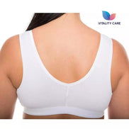 Vitality Care Mastectomy Bra Front Fastening Bra with Pockets Cotton Rich Wirefree Post Surgery Non Wired Soft Stretch for Ladies Women Easy Open