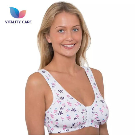 Front Fastening Bra Cotton Rich Ladies Non Wired Non Padded Soft Stretch Uk Size