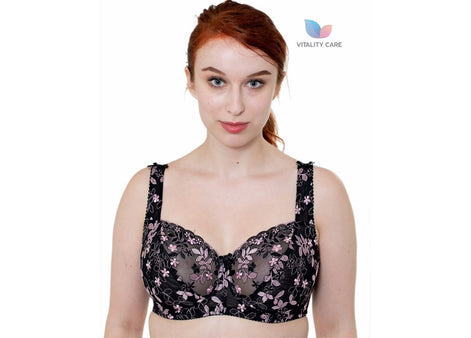 Womens Plus Size Lace Full Coverage Firm Hold Non Padded Underwired Full Cup Bra Black Pink