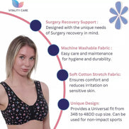 Front Fastening Bra Cotton Lycra Non Wired Soft Stretch Non Padded 34B-48DD New.