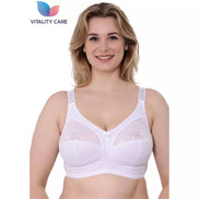 Ladies Front Fastening Firm Support Non Wired Lace Trim Bra Plus Size Uk Cups