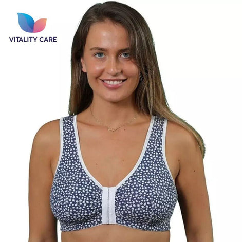 Front Fastening Bra Cotton Rich Ladies Non Wired Non Padded Soft Stretch Uk Size