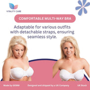 Multiway Strapless Bras Non Padded Underwired Size 32 to 42 A-DD Full Cup Bra UK