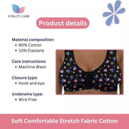Front Fastening Bra Cotton Lycra Non Wired Soft Stretch Non Padded 34B-48DD New.