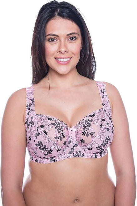 Womens Plus Size Lace Full Coverage Firm Hold Non Padded Underwired Full Cup Bra White