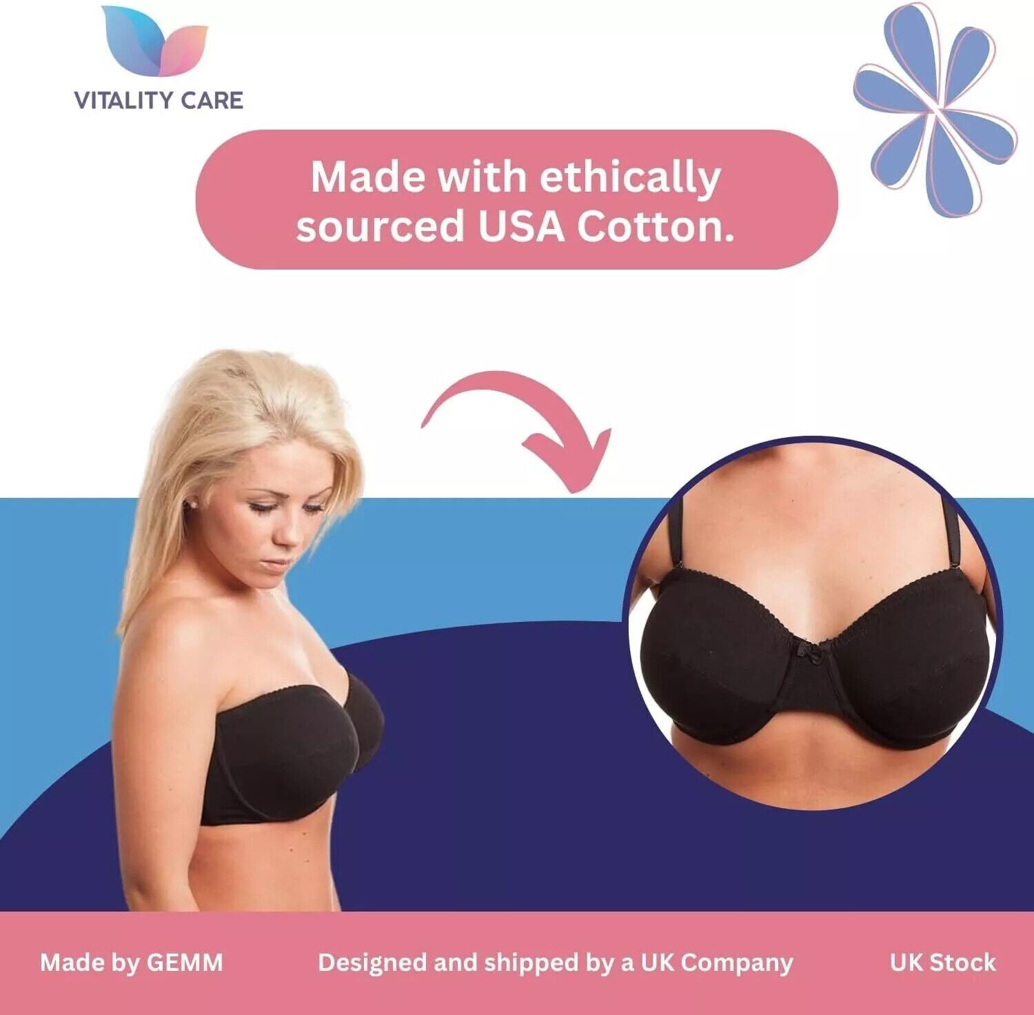 Strapless Bra MultiWay Halterneck Crossover Underwired Bra Black Colour 34A 42DD