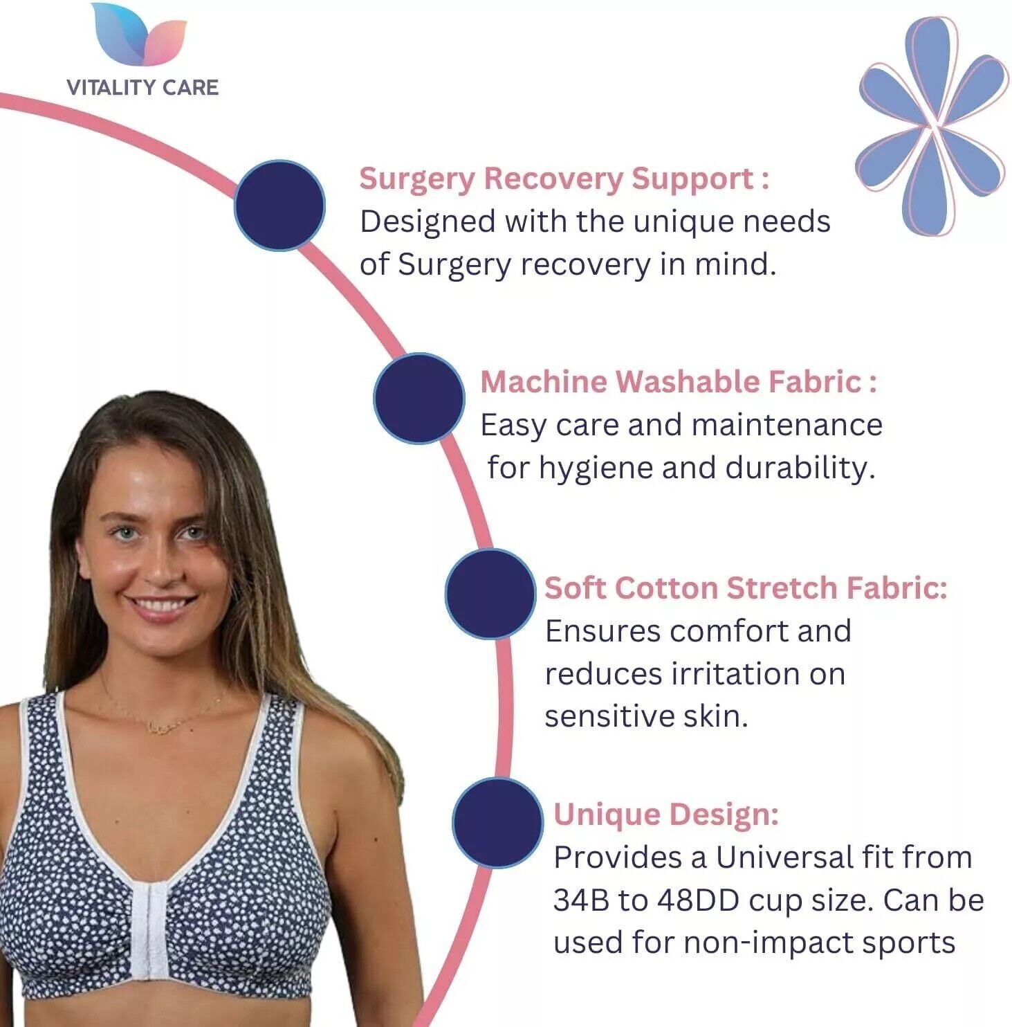 Front Fastening Bra Cotton Rich Ladies Non Wired Non Padded Soft Stretch Uk Size