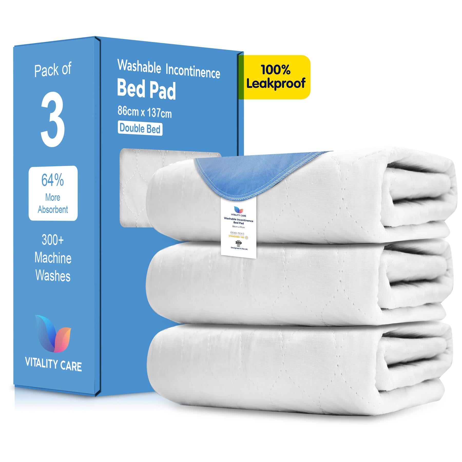 Incontinence Washable Bed Pads Protection Sheets - Reusable with High Absorbency