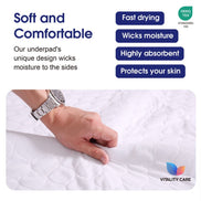 Reusable Single Bed Size Pad Incontinence Washable Pad, Mattress Protection With Tucks 86 x 91cm