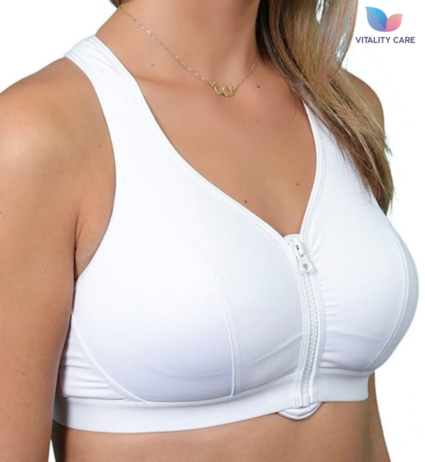 Ladies Sports Bra Zip Front Fastening Non Wired Unpadded Med Hold Uk Plus Size,,