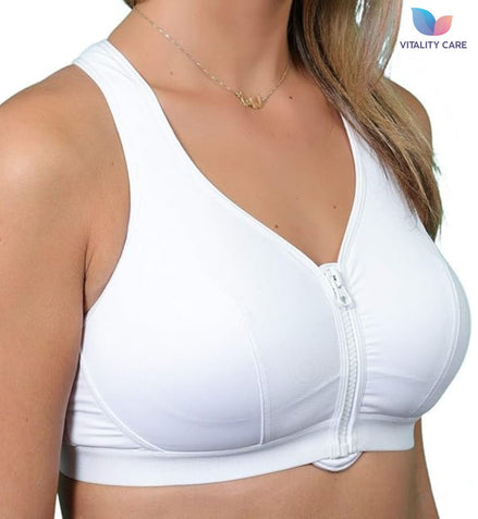 Ladies Sports Bra Zip Front Fastening Non Wired Unpadded Med Hold Uk Plus Size,,