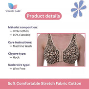 Front Fastening Bra Cotton Rich Ladies Non Wired Non Padded Soft Stretch Uk Size
