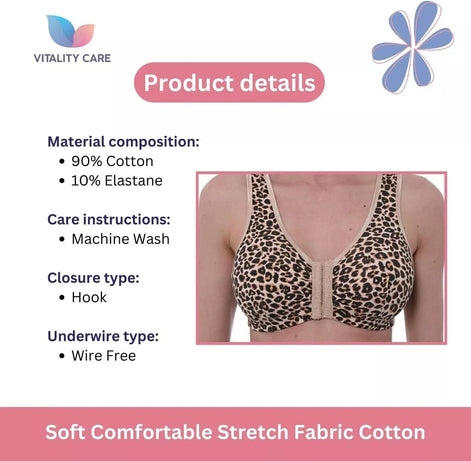 Front Fastening Bra Cotton Rich Ladies Non Wired Non Padded Soft Stretch Uk Size