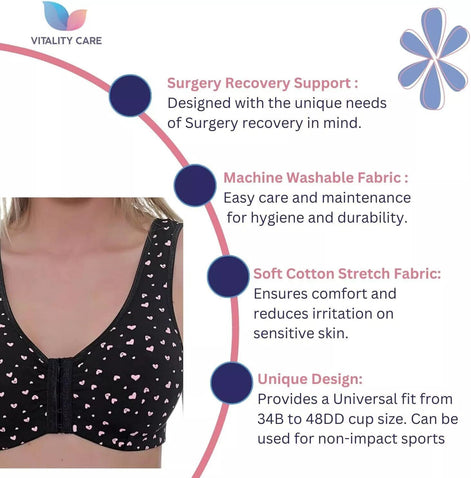 New Ladies Cotton Rich Front Fastening No Pads Wireless Comfort Bra 34"-48" B-DD