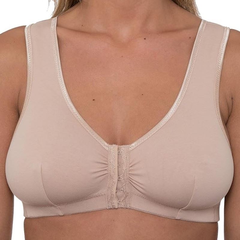 Vitality Care Mastectomy Bra Front Fastening Bra with Pockets Cotton Rich Wirefree Post Surgery Non Wired Soft Stretch for Ladies Women Easy Open