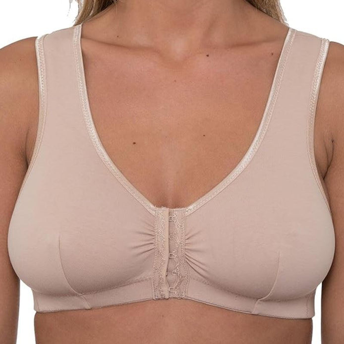 Vitality Care Mastectomy Bra Front Fastening Bra with Pockets Cotton Rich Wirefree Post Surgery Non Wired Soft Stretch for Ladies Women Easy Open