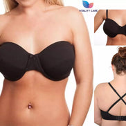 Strapless Bra MultiWay Halterneck Crossover Underwired Bra Black Colour 34A 42DD